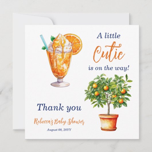かわいこちゃんオレンジシトラスサマーアイスクリームベビーシャワー シーズンカード (正面)