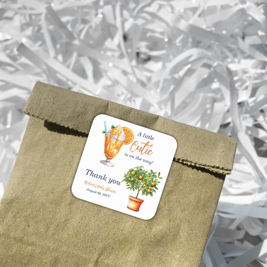 かわいこちゃんオレンジシトラスサマーアイスクリームベビーシャワー スクエアシール