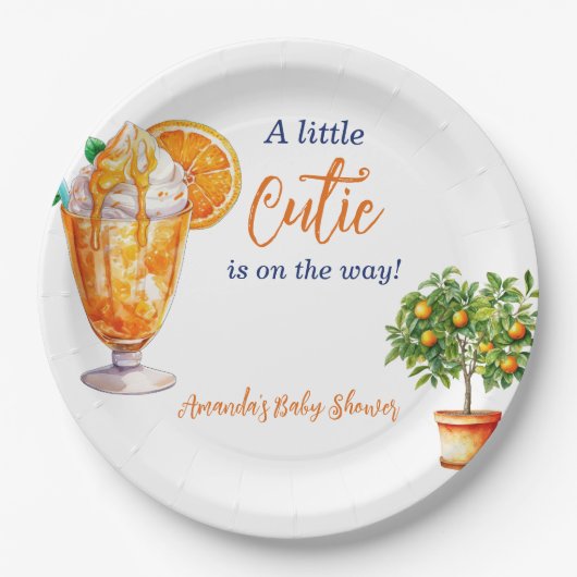 かわいこちゃんオレンジシトラスサマーアイスクリームベビーシャワー ペーパープレート