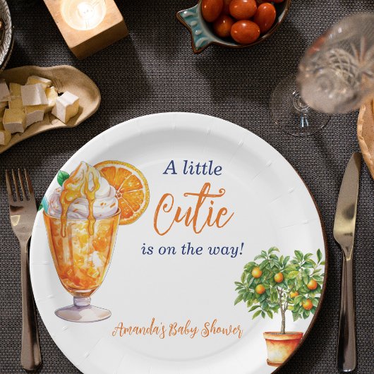 かわいこちゃんオレンジシトラスサマーアイスクリームベビーシャワー ペーパープレート