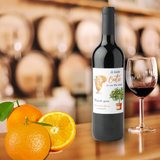 かわいこちゃんオレンジシトラスサマーアイスクリームベビーシャワー ワインラベル