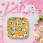 かわいこちゃんオレンジパターン紙プレート ペーパープレート (パーティー)