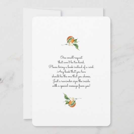 かわいこちゃんオレンジベビーシャワー 招待状 (裏面)