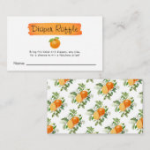 かわいこちゃんオレンジ柑橘系ベビーシャワーおむつラッフル エンクロージャーカード (正面/裏面)