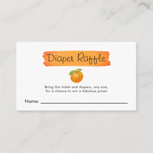 かわいこちゃんオレンジ柑橘系ベビーシャワーおむつラッフル エンクロージャーカード (正面)