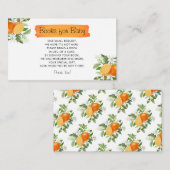 かわいこちゃんオレンジ柑橘系ベビーシャワーブックベビー エンクロージャーカード (正面/裏面)