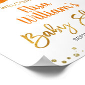 かわいこちゃんオレンジ色の赤ちゃんシャワー歓迎サイン ポスター (角)