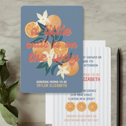 かわいこちゃんオンウェイベビーシャワーテーマ 招待状