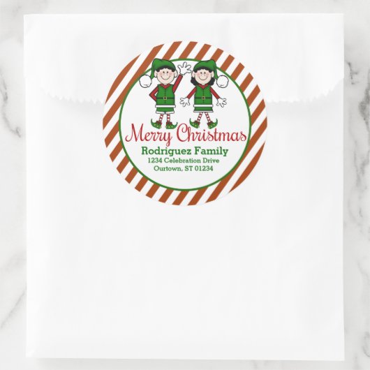 かわいこちゃんクリスマス小妖精や小人の住所 ラウンドシール (バッグ)