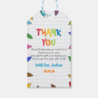 かわいこちゃんクレヨンアート紙カラフルパーティー誕生日 ギフトタグ