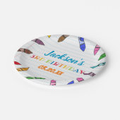 かわいこちゃんクレヨンアート紙カラフルパーティー誕生日 ペーパープレート (アングル)