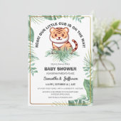 かわいこちゃんグリーンリートロピカルフォレストタイガーベビーシャワー 招待状 (スタンド正面)
