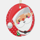 かわいこちゃんサンタパーソナライズされたキッズクリスマス セラミックオーナメント (左)