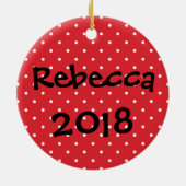 かわいこちゃんサンタパーソナライズされたキッズクリスマス セラミックオーナメント (裏面)