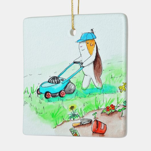 かわいこちゃんザギニアピグザガーデナー絵画ズ セラミックオーナメント (左)