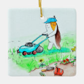 かわいこちゃんザギニアピグザガーデナー絵画ズ セラミックオーナメント (正面)