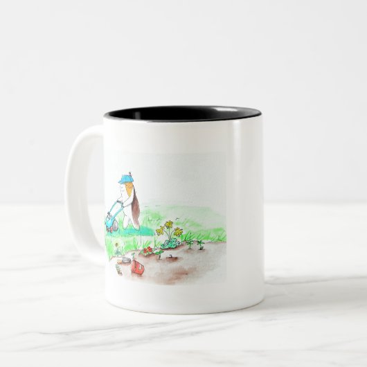 かわいこちゃんザギニアピグザガーデナー絵画ズ ツートーンマグカップ (正面左)