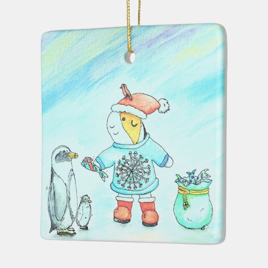 かわいこちゃんザ・ギニー与えブタのクリスマスプレゼント セラミックオーナメント (左)