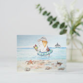 かわいこちゃんザ・ギニー・ピグ絵画ット・アット・ザシーサイド ポストカード (スタンド正面)