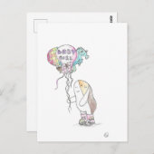 かわいこちゃんザ・モルモットとベビーガールバルーン ポストカード (正面/裏面)