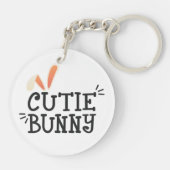 かわいこちゃんシンプルバニーイースタータイポグラフィ | キーホルダー (裏面)