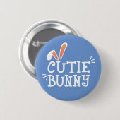 かわいこちゃんシンプルバニーイースタータイポグラフィ |ピンボタン 缶バッジ (正面&裏面)