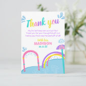 かわいこちゃんスプラッシュスプラッシュパッドウォーターパークガール誕生日 サンキューカード (スタンド正面)