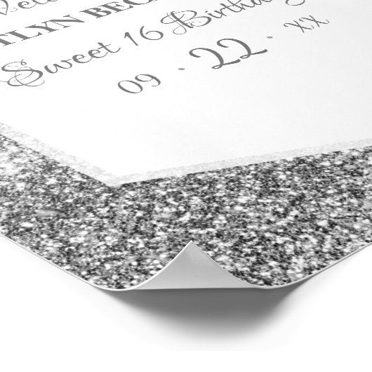 かわいこちゃんズスウィート16シルバーグリッターエレガント誕生日 ポスター (角)