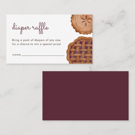 かわいこちゃんパイおむつラッフルベビーシャワーインサートカード 名刺 (正面/裏面)