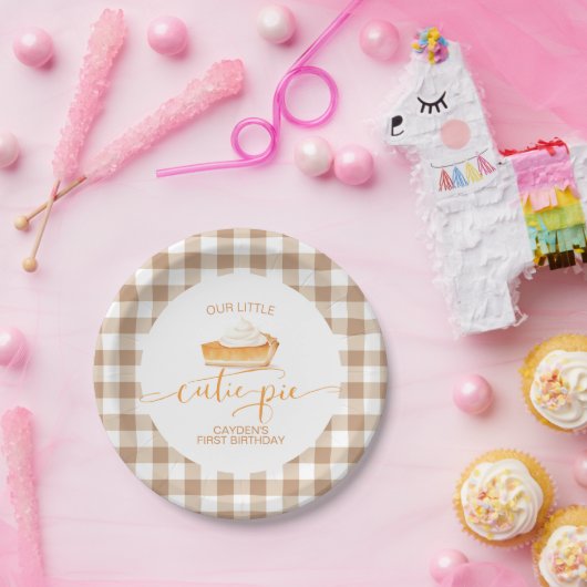 かわいこちゃんパイかぼちゃパイ秋プレイド第1誕生日 ペーパープレート (パーティー)