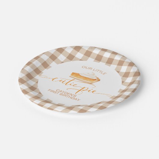 かわいこちゃんパイかぼちゃパイ秋プレイド第1誕生日 ペーパープレート (アングル)