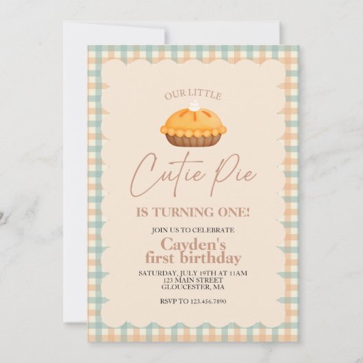 かわいこちゃんパイかぼちゃパイ秋プレイド第1誕生日 招待状 (正面)