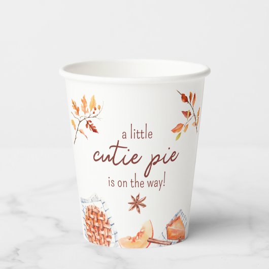 かわいこちゃんパイが途中の赤ちゃんシャワー歓迎 紙コップ (裏面)