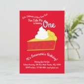 かわいこちゃんパイさくらんぼパイ1st誕生日かわいい招待状 招待状 (スタンド正面)