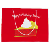 かわいこちゃんパイさくらんぼ子供の誕生日パーティー ラージペーパーバッグ (裏面)