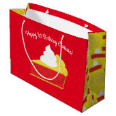 かわいこちゃんパイさくらんぼ子供の誕生日パーティー ラージペーパーバッグ (裏面アングル)