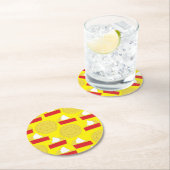 かわいこちゃんパイさくらんぼ誕生日パーティー ラウンドペーパーコースター (インサイチュ)