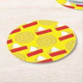 かわいこちゃんパイさくらんぼ誕生日パーティー ラウンドペーパーコースター (アングル)