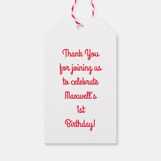 かわいこちゃんパイさくらんぼ1st誕生日パーティーテーマ ギフトタグ (裏面)