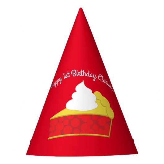 かわいこちゃんパイさくらんぼ1st誕生日パーティーテーマ パーティーハット (正面)