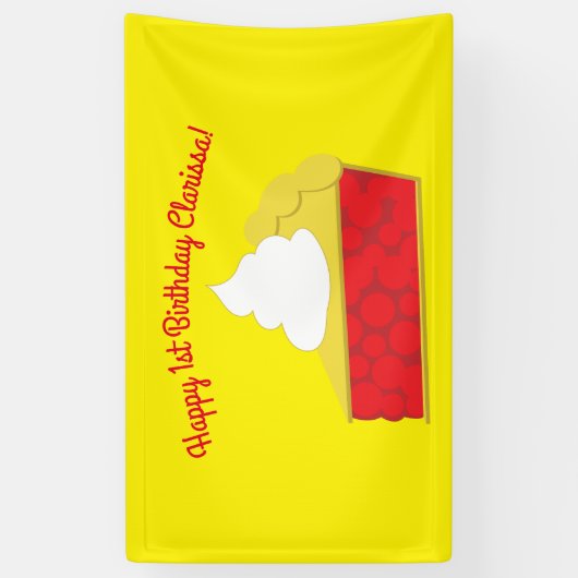 かわいこちゃんパイさくらんぼ1st誕生日パーティーテーマ 横断幕 (縦)