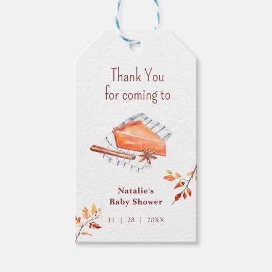 かわいこちゃんパイは途中の赤ちゃんシャワーありがとう ギフトタグ (正面)