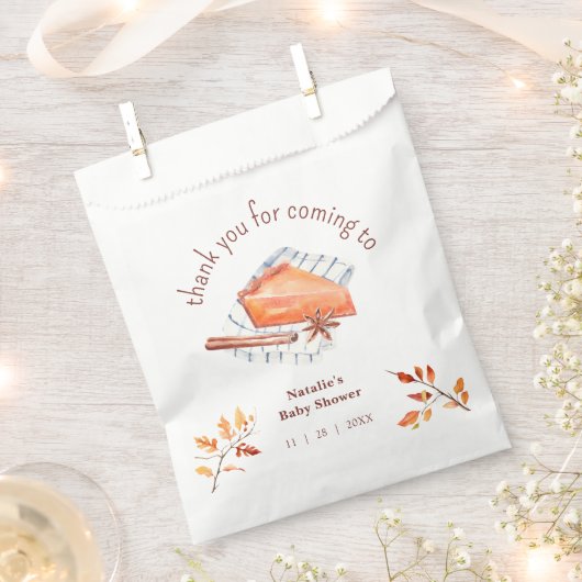 かわいこちゃんパイは途中の赤ちゃんシャワーありがとう フェイバーバッグ (クリップ留めされた状態)