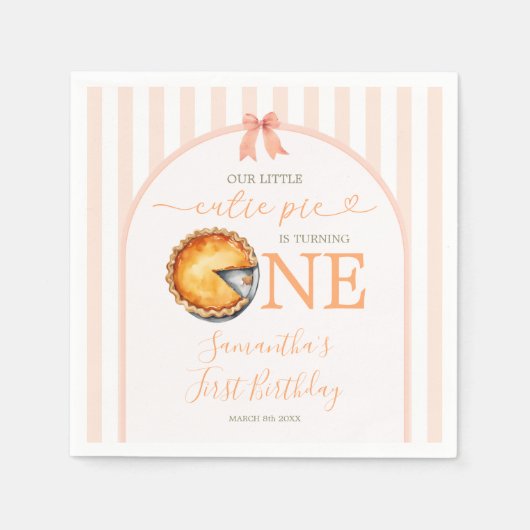 かわいこちゃんパイオレンジジンガム1st誕生日 スタンダードカクテルナプキン (正面)