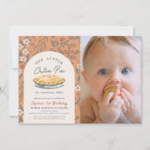 かわいこちゃんパイオレンジフローラガール1stバースデーフォト 招待状 (正面)