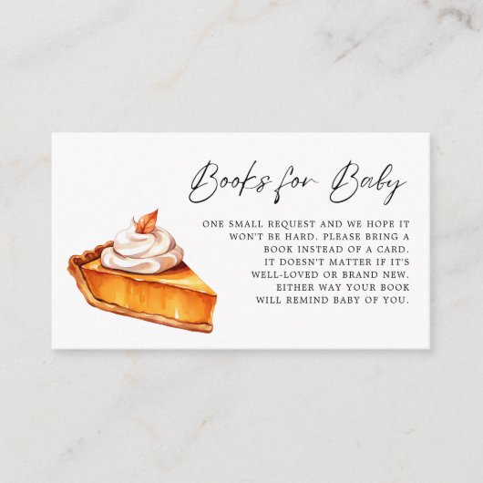 かわいこちゃんパイカボチャ秋ベビーシャワーブックベビー エンクロージャーカード (正面)