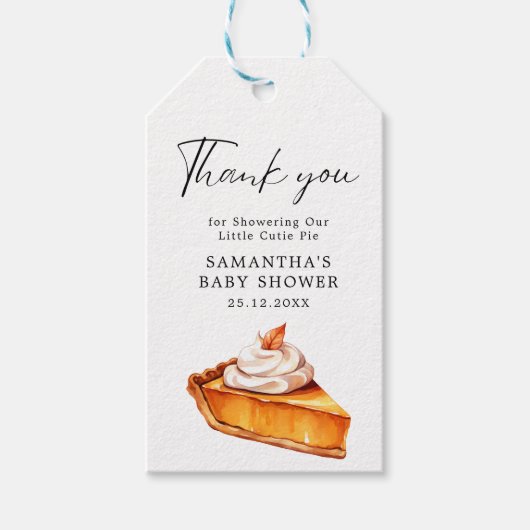 かわいこちゃんパイカボチャ秋ベビーシャワーブックベビー ギフトタグ (正面)