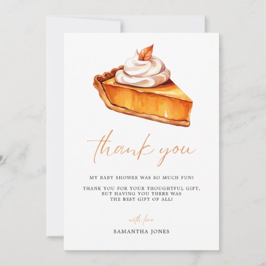 かわいこちゃんパイカボチャ秋ベビーシャワー サンキューカード (正面)