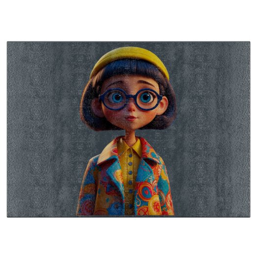 かわいこちゃんパイガラス切断板 カッティングボード (正面)