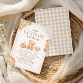 かわいこちゃんパイギンガムテディベア秋ベビーシャワー 招待状